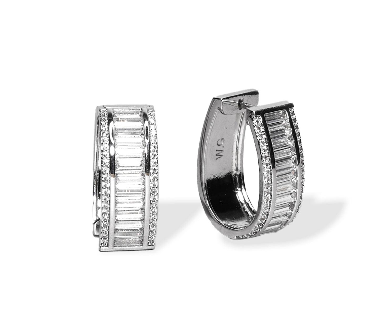 Baguette Oval Hoop Earring
