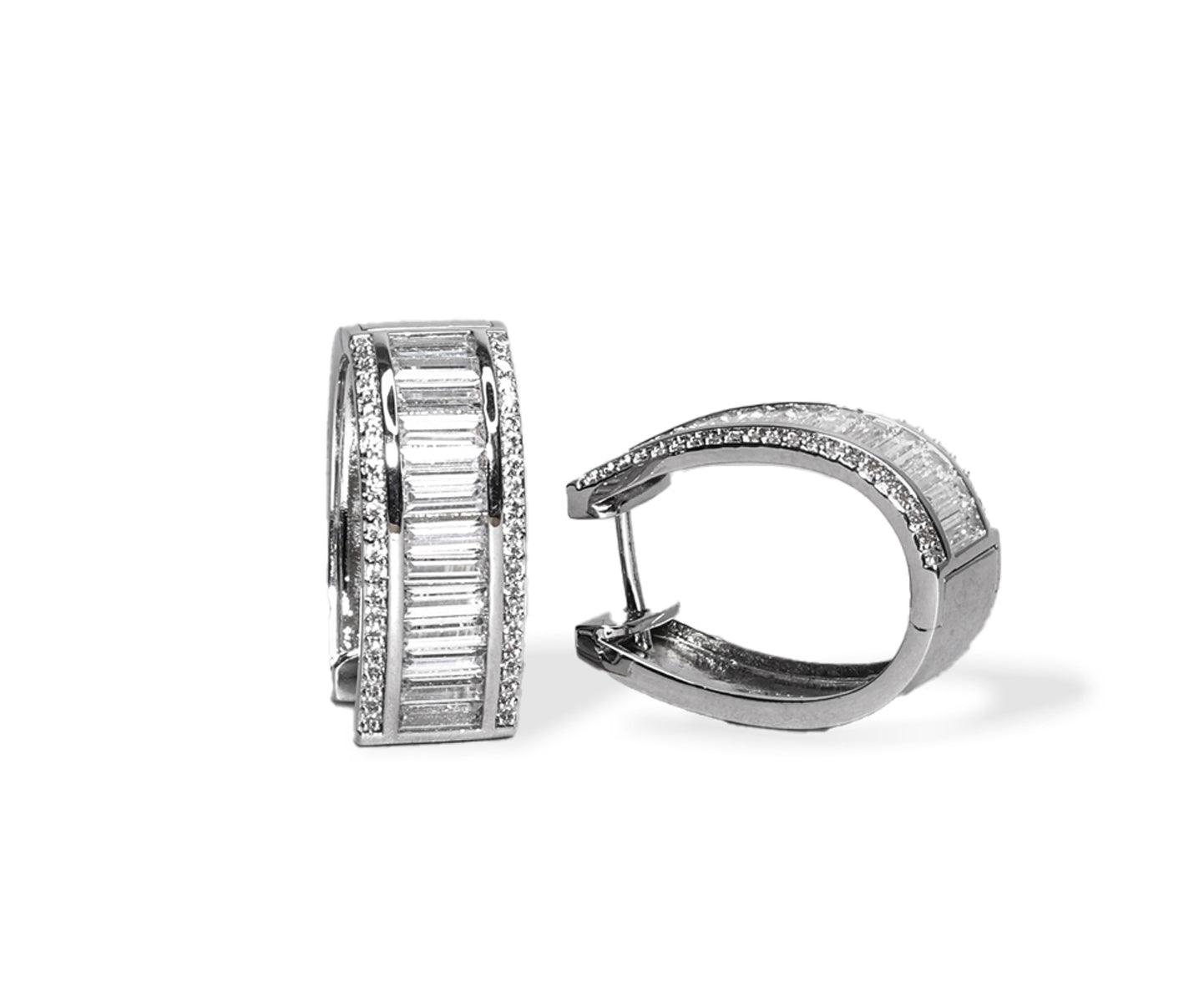 Baguette Oval Hoop Earring