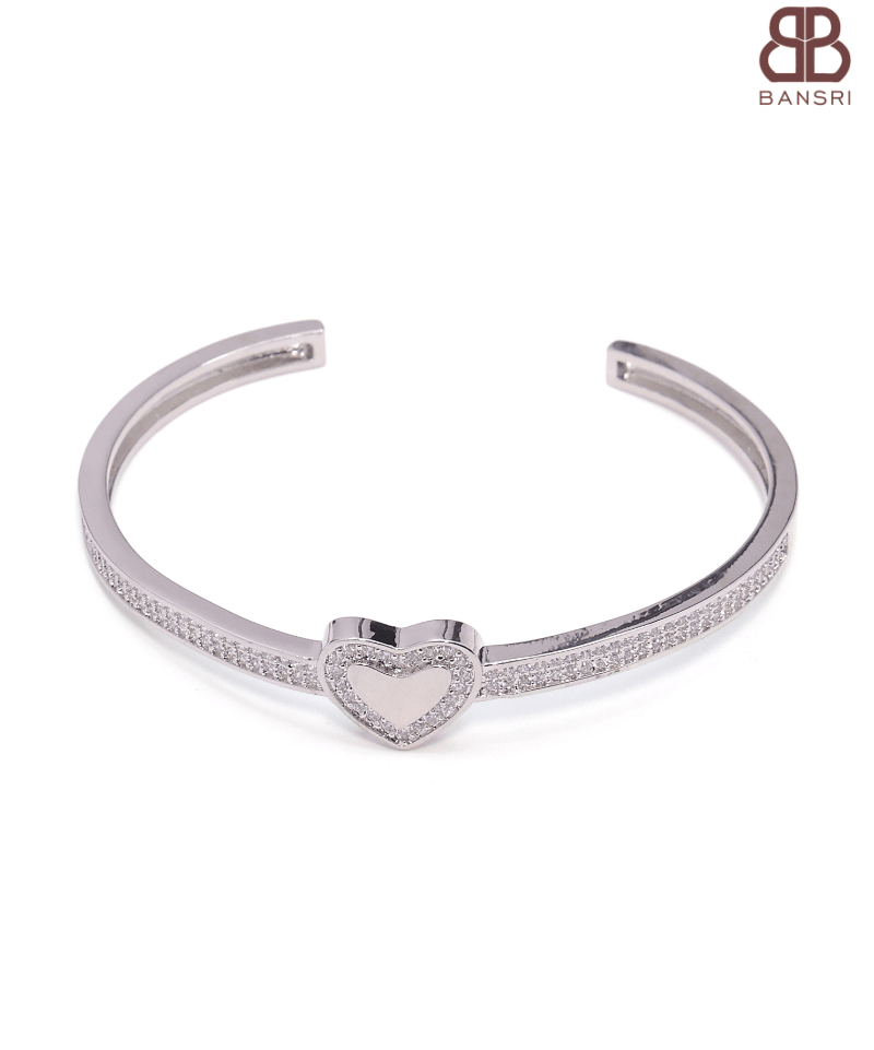 Adjustable Crystal Studded Heart Bracelet