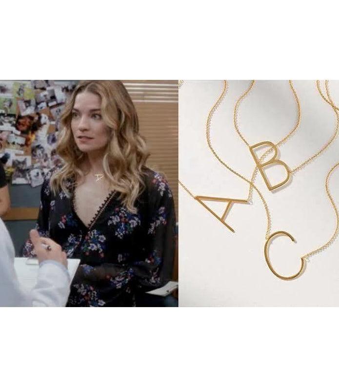 Sideway Big Initial 18k Gold Plated A-Z Pendant Necklace