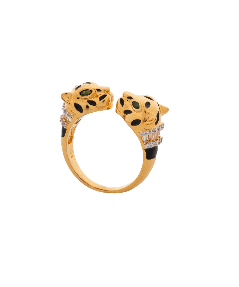 Gold Panthera Head Necklace, Cuff, Earrings & Ring