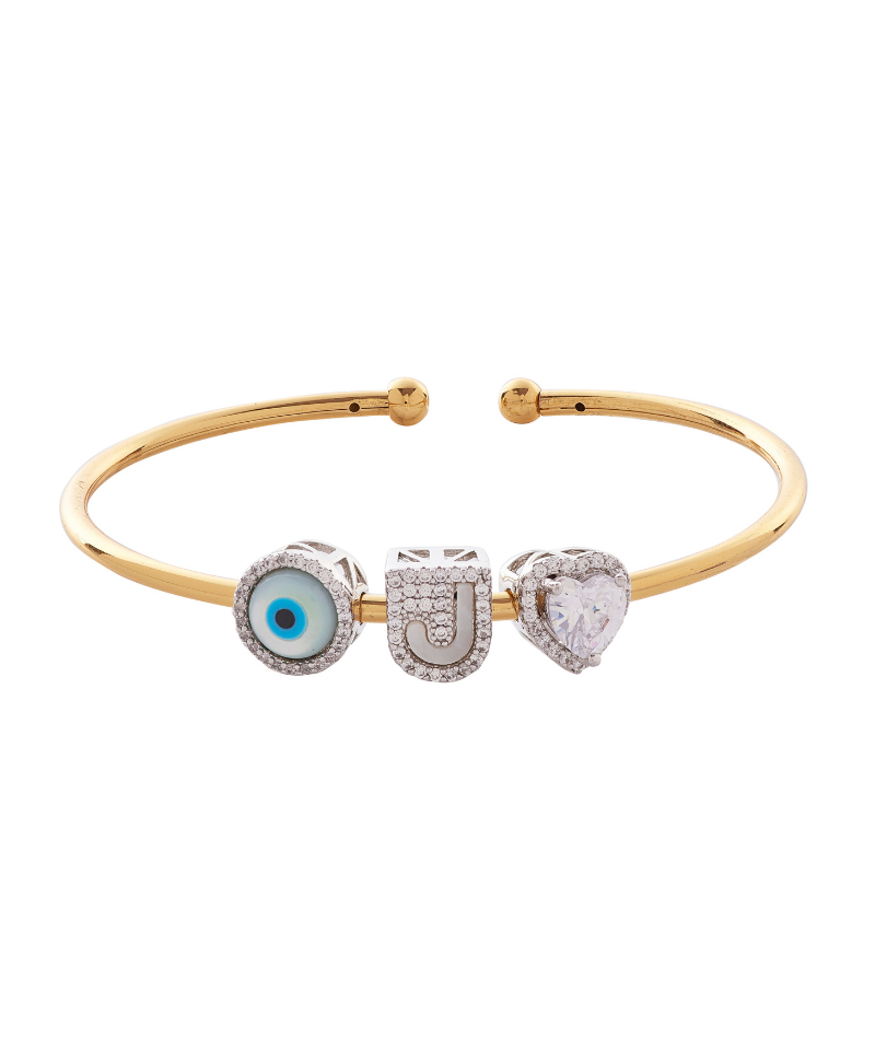 Wish Good Personalized Charm Slide Bangle Bracelet