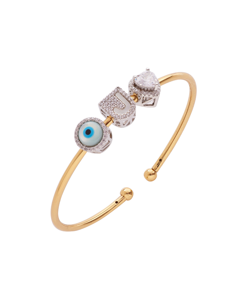 Wish Good Personalized Charm Slide Bangle Bracelet