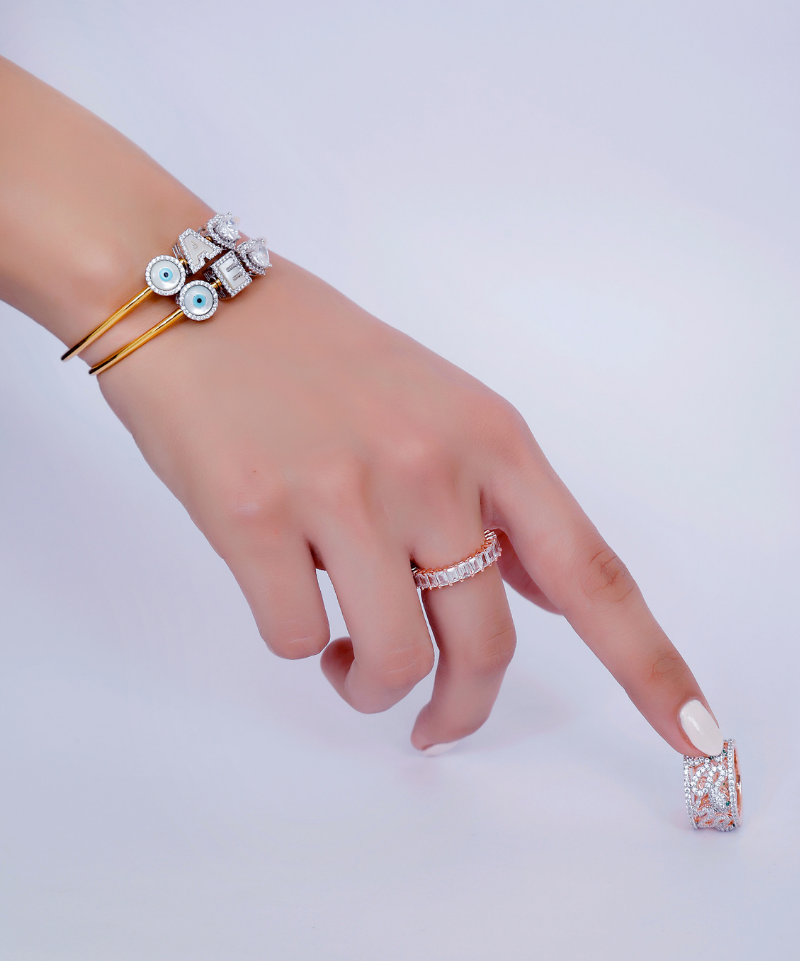 Wish Good Personalized Charm Slide Bangle Bracelet