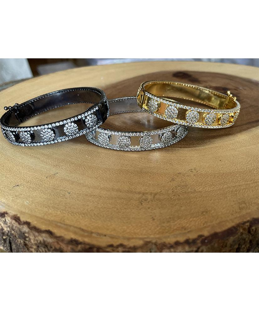 Circular Studded Side Opening Bangle Bracelet