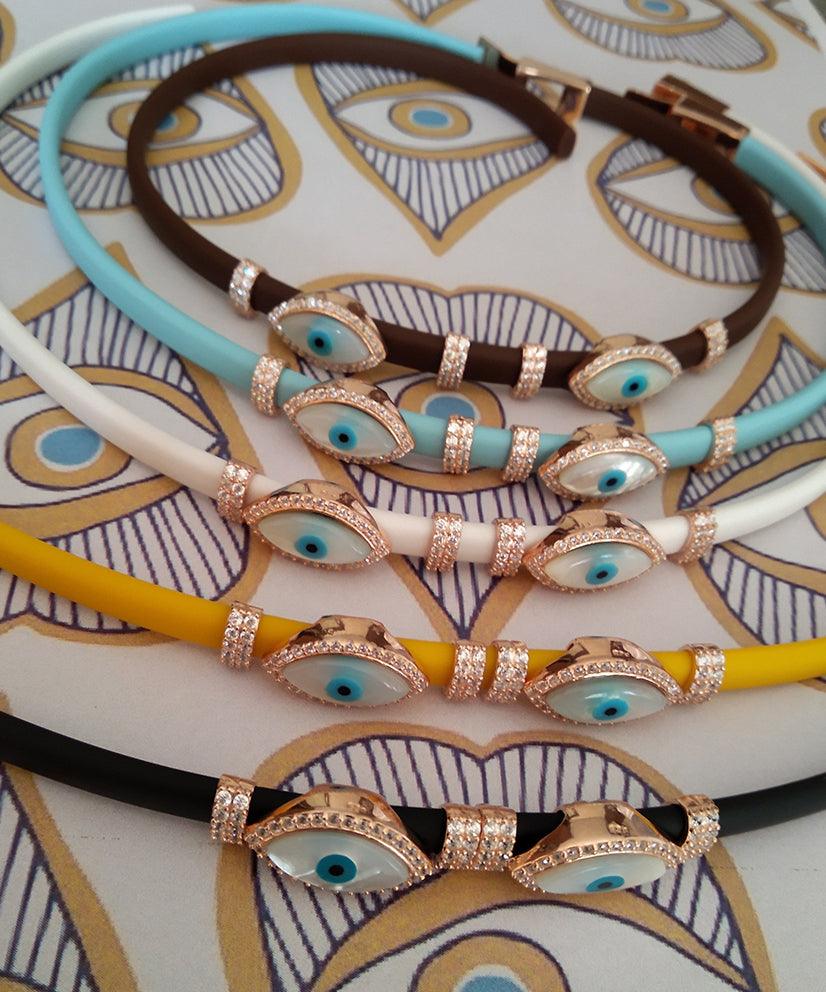 Double Evil Eye Wrap Bracelet & Choker Necklace