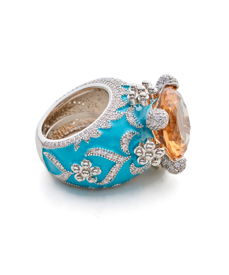 Isabeau Goddess Silver Citrine Cocktail Ring