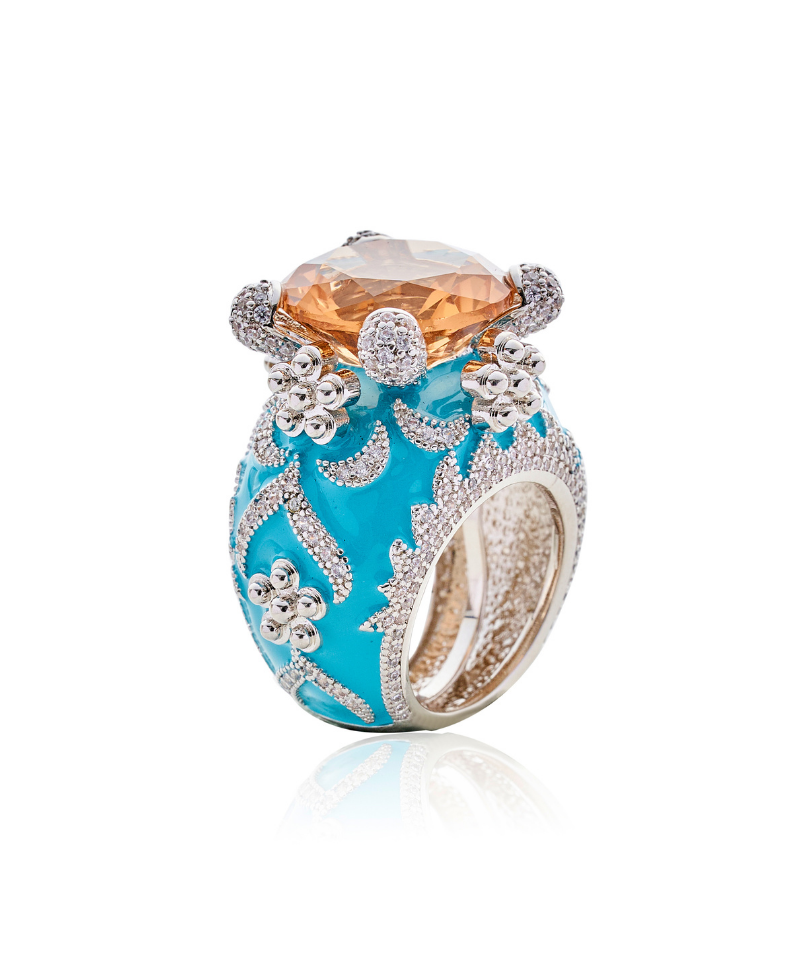 Isabeau Goddess Silver Citrine Cocktail Ring