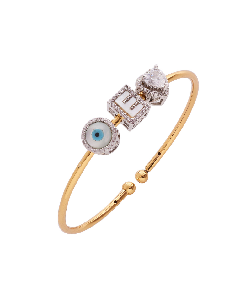 Wish Good Personalized Charm Slide Bangle Bracelet