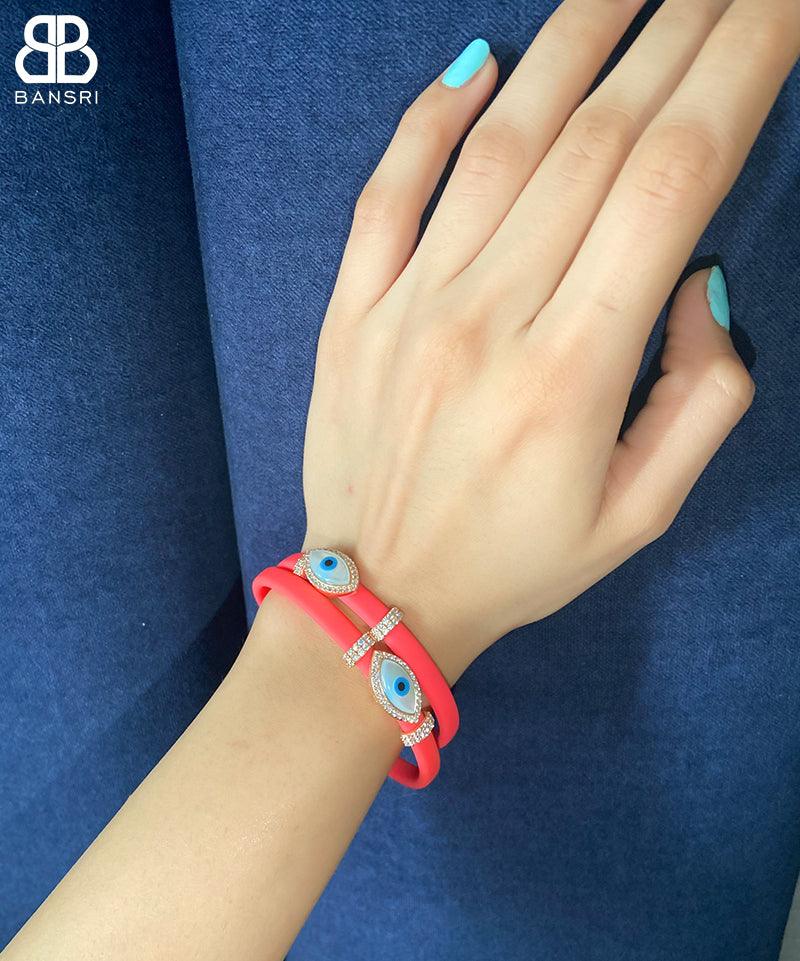 Double Evil Eye Wrap Bracelet & Choker Necklace