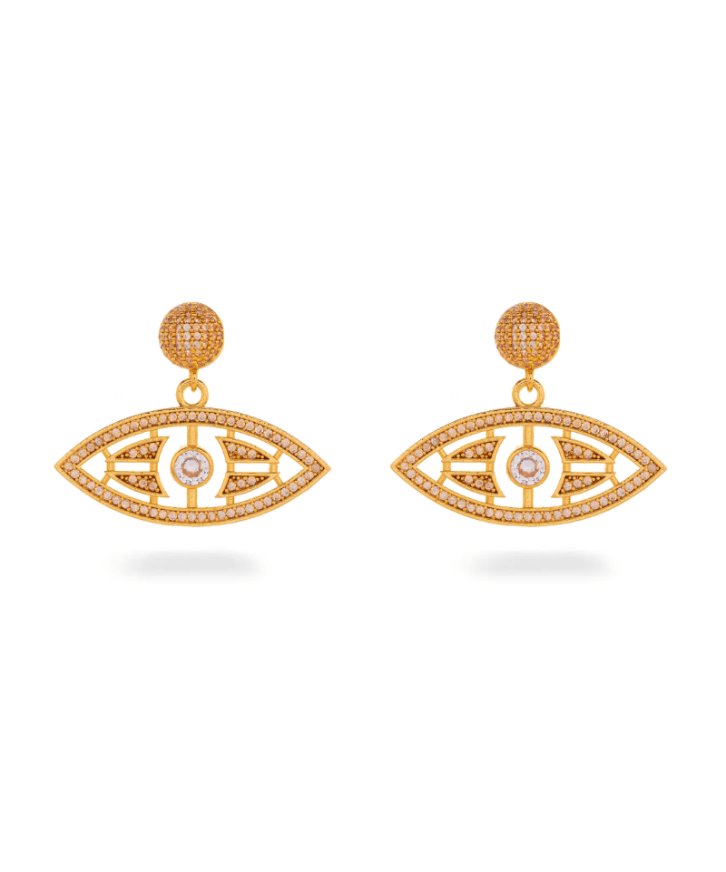Aztec Evil Eye Studded Statement Earring