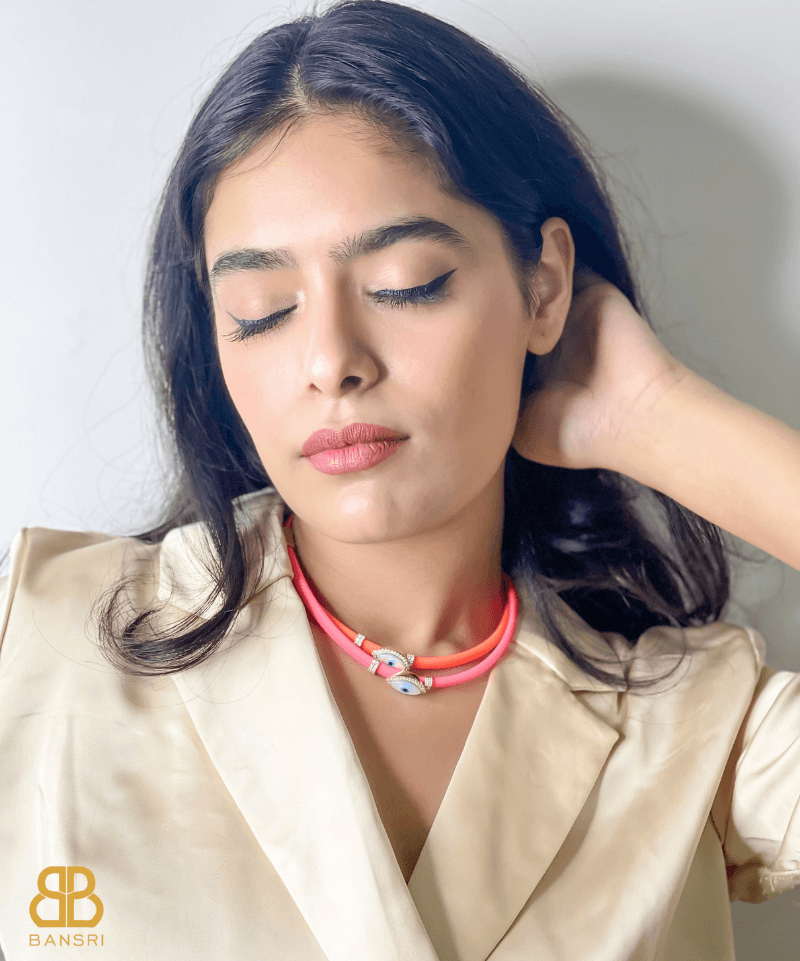 Double Evil Eye Wrap Bracelet & Choker Necklace