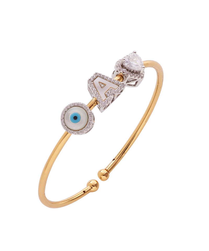 Wish Good Personalized Charm Slide Bangle Bracelet