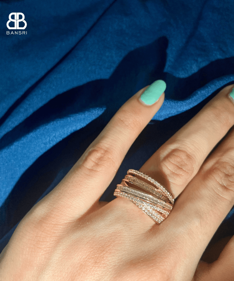Criss Cross Crystal Statement Ring