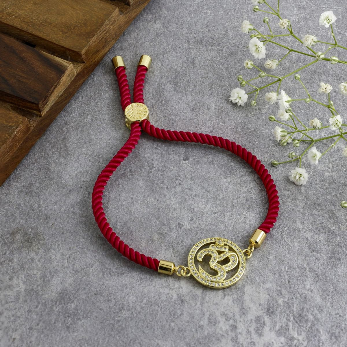 Om Adjustable Cord Bracelet