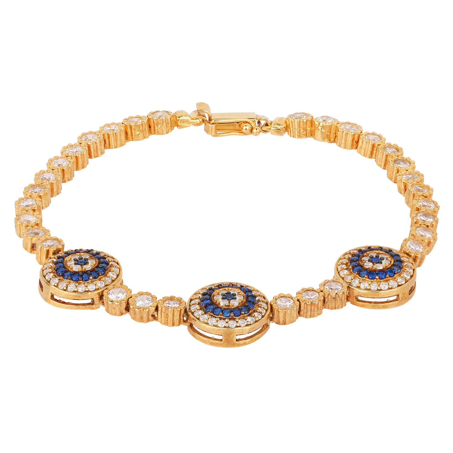 Trinity Evil Eye Tennis Bracelet with Swarovski Crystals & CZ Stones
