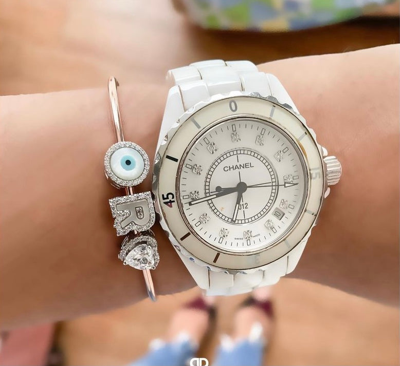 Wish Good Personalized Charm Slide Bangle Bracelet