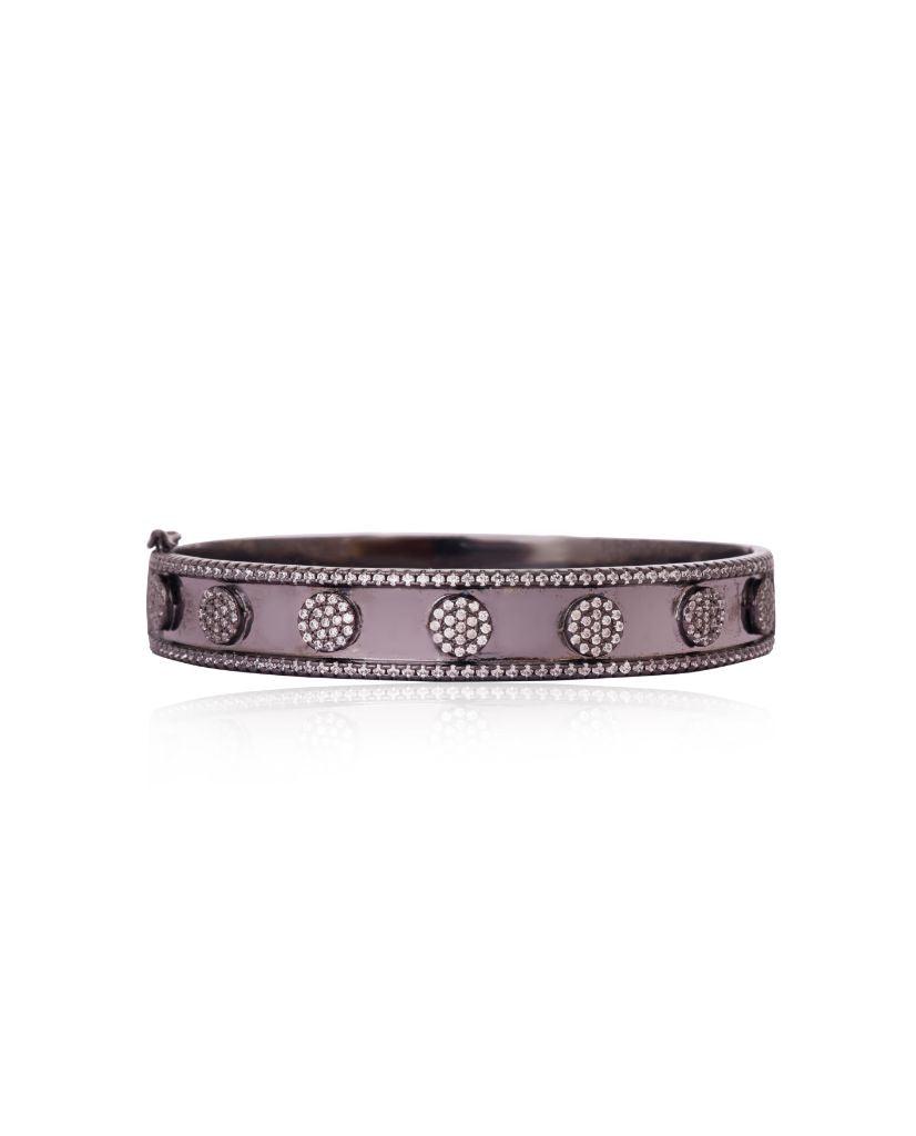 Circular Studded Side Opening Bangle Bracelet