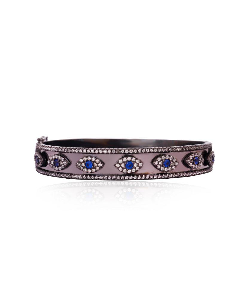 Evil Eye Side Opening Bangle Bracelet