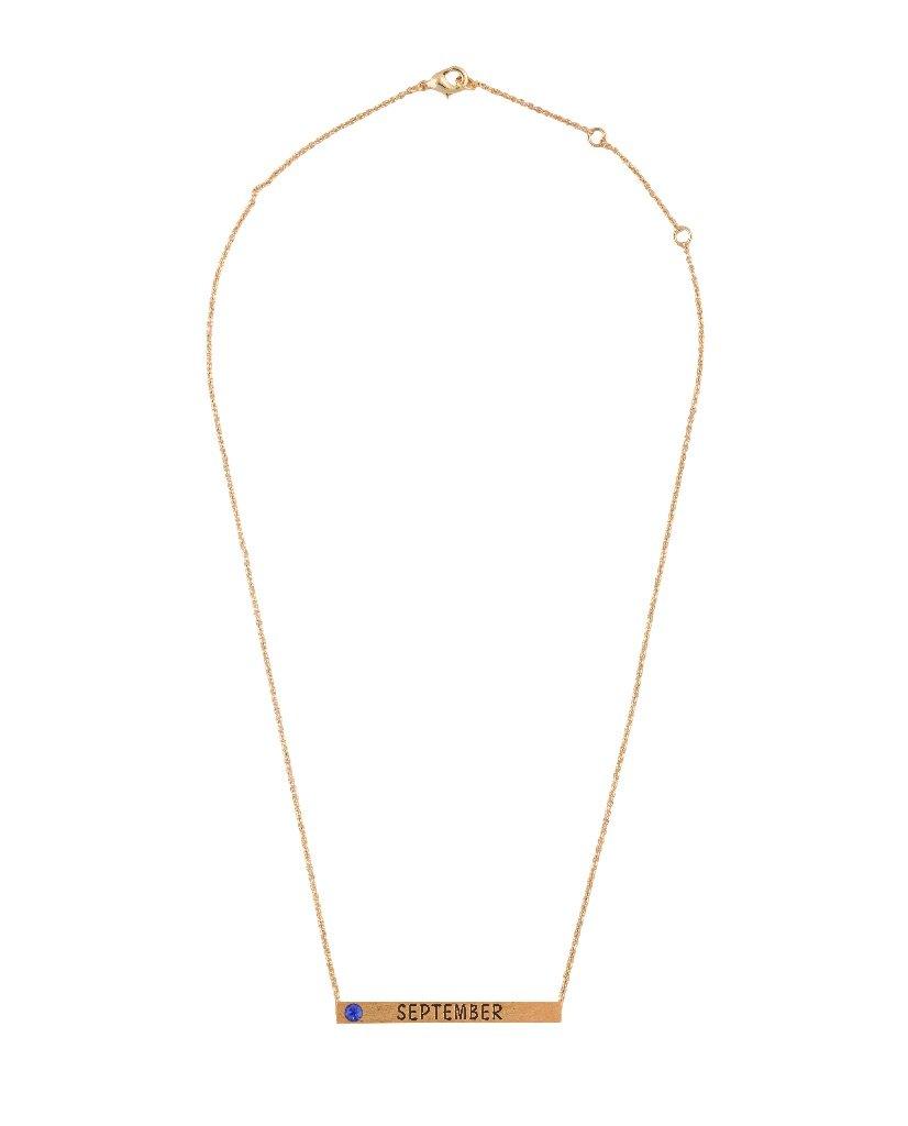 Gold-Plated Engraved Birthmonth Bar Necklace