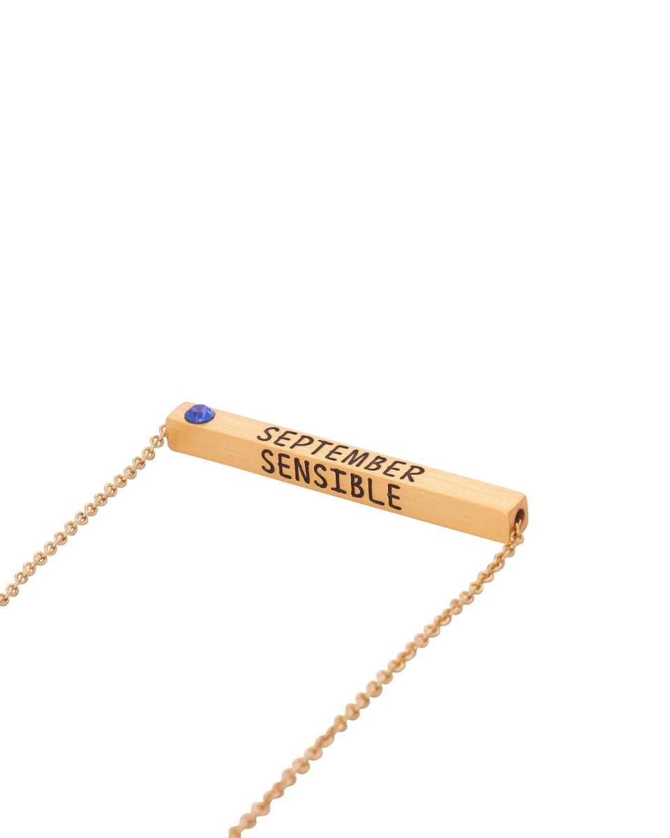 Gold-Plated Engraved Birthmonth Bar Necklace