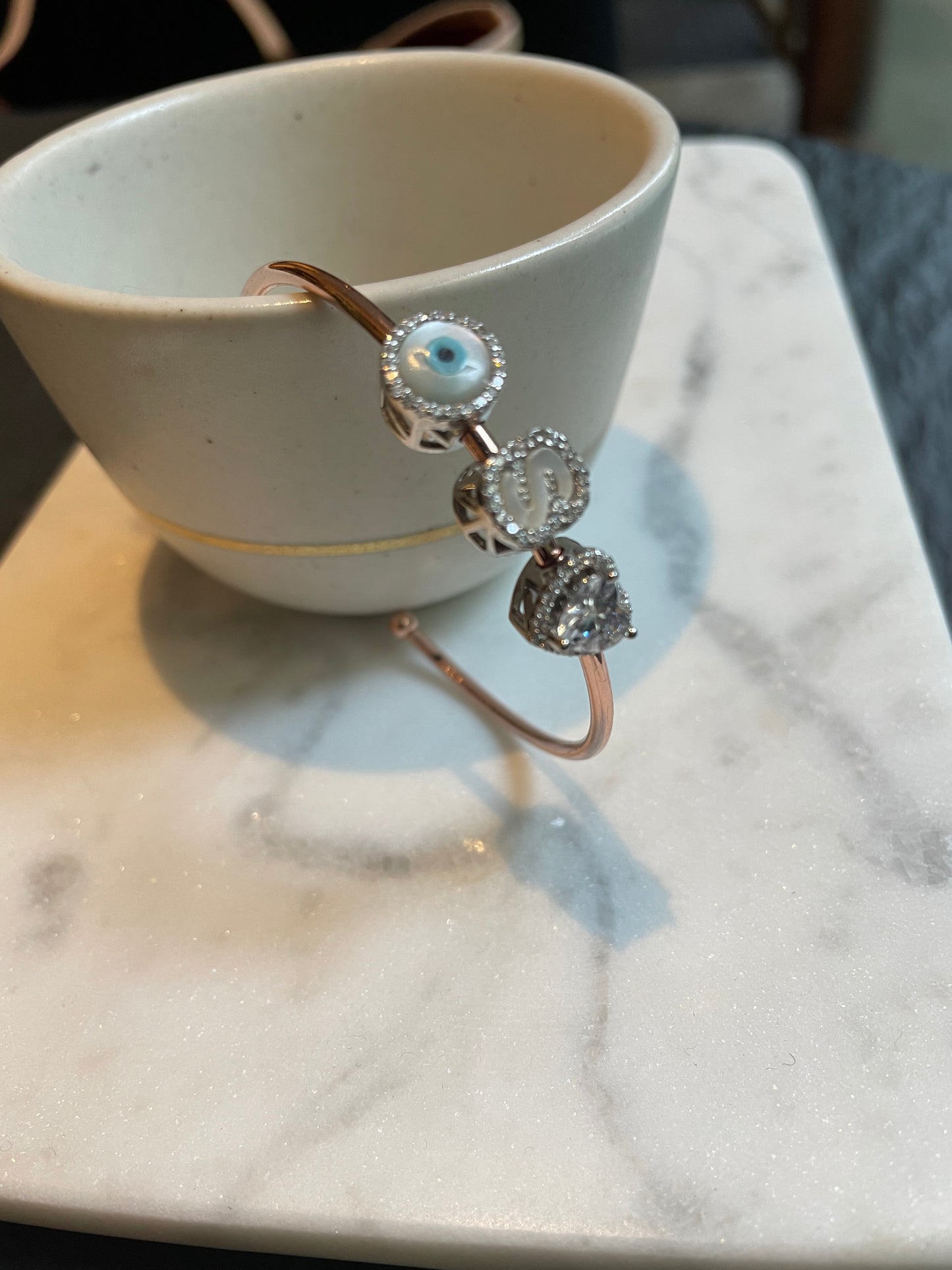 Wish Good Personalized Charm Slide Bangle Bracelet