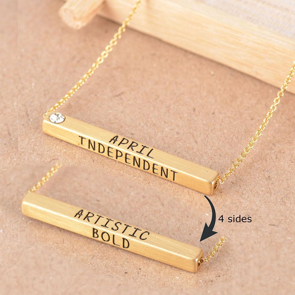Gold-Plated Engraved Birthmonth Bar Necklace