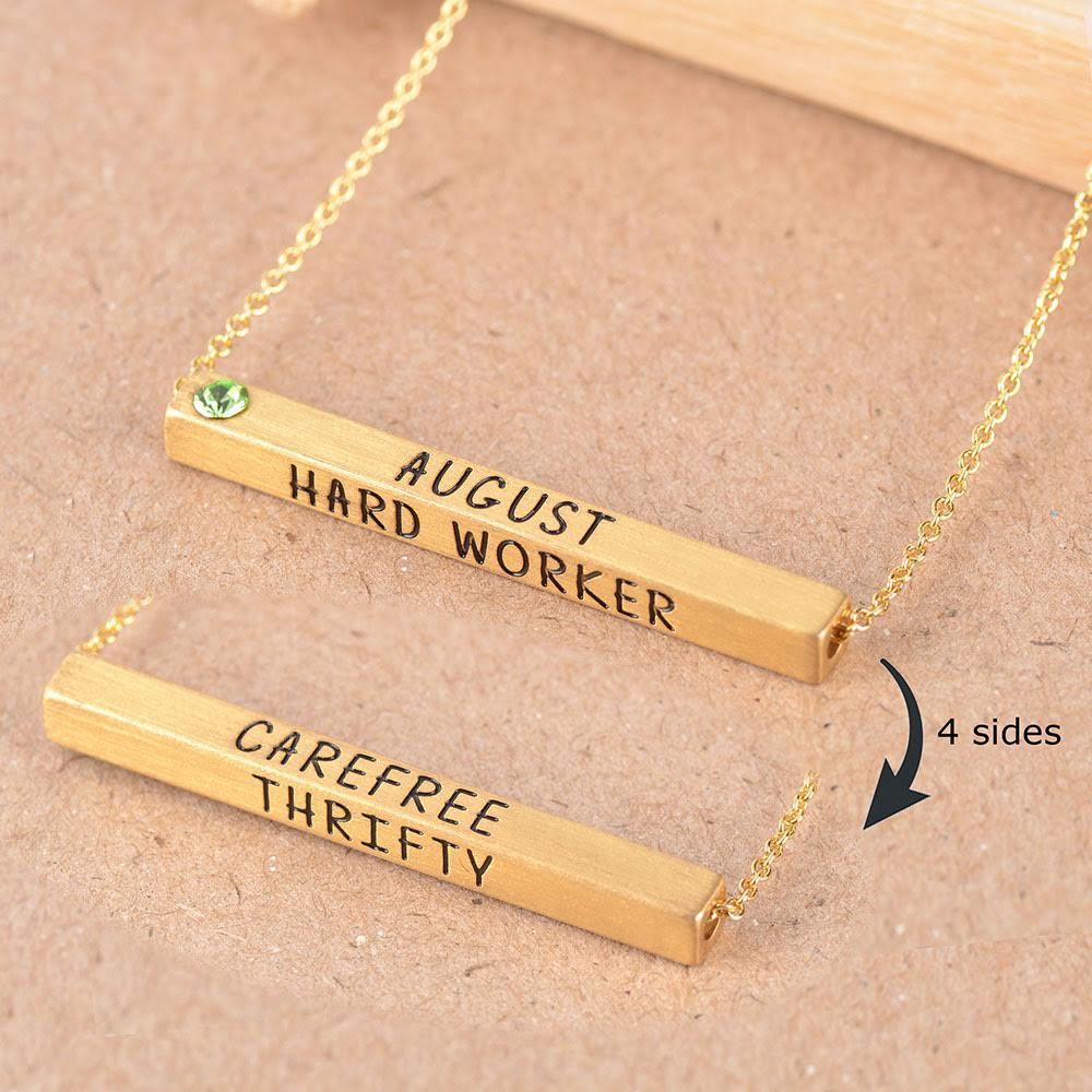 Gold-Plated Engraved Birthmonth Bar Necklace