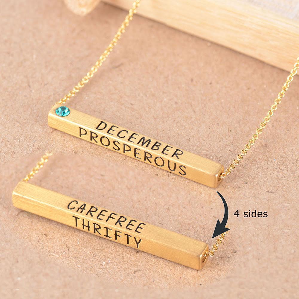 Gold-Plated Engraved Birthmonth Bar Necklace