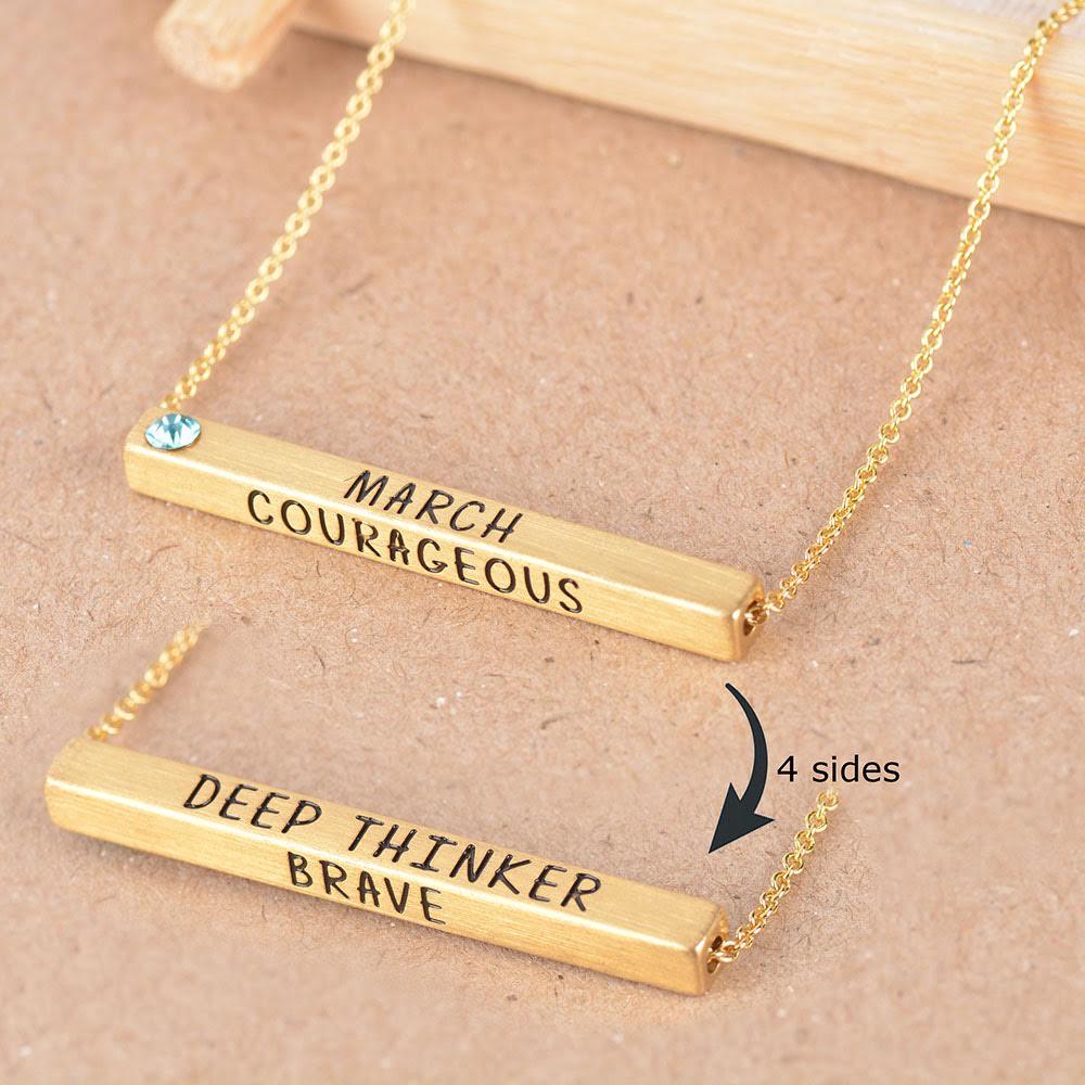 Gold-Plated Engraved Birthmonth Bar Necklace