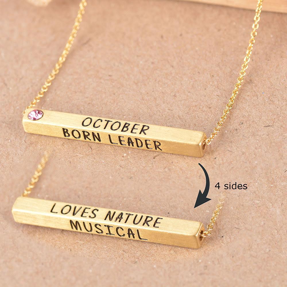 Gold-Plated Engraved Birthmonth Bar Necklace