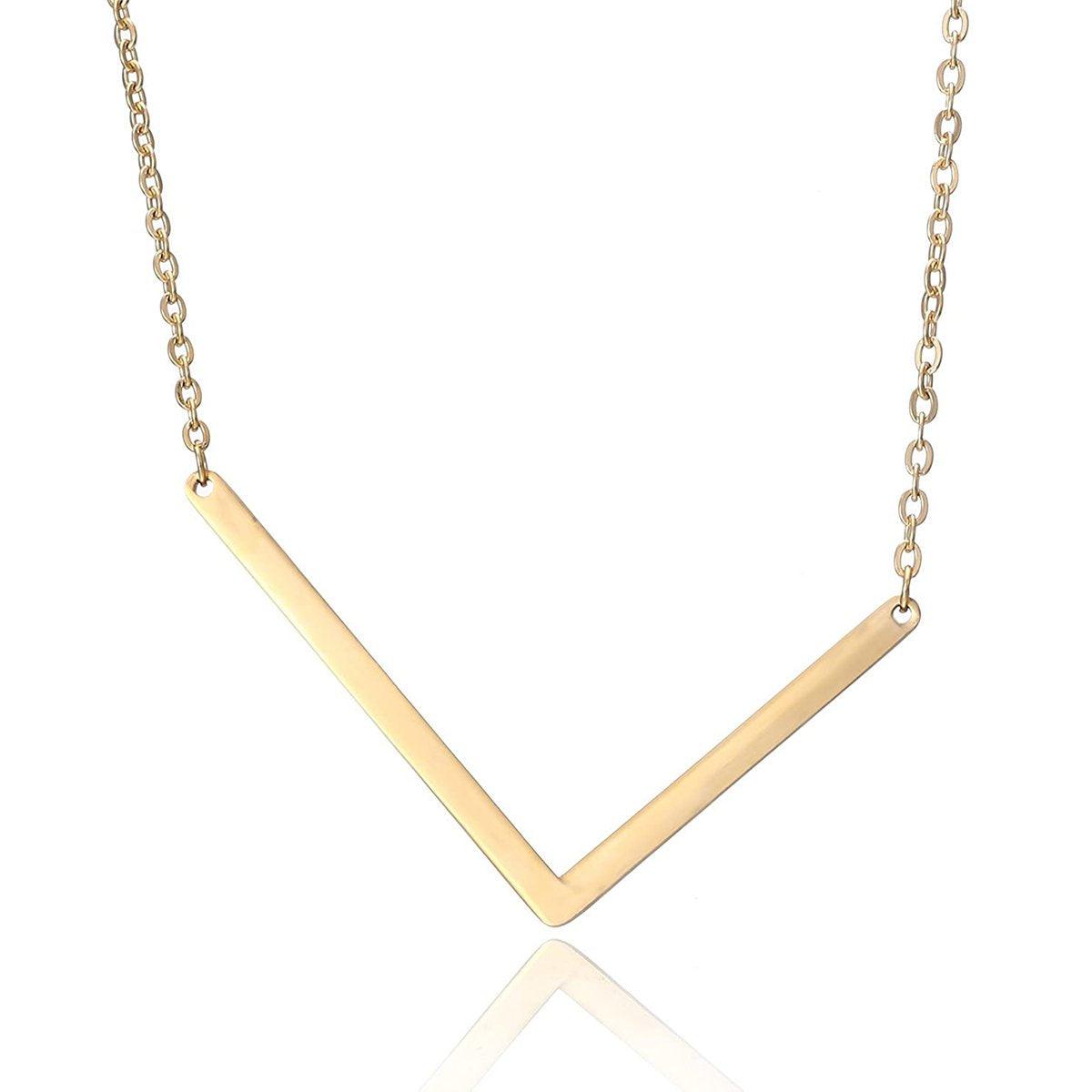 Sideway Big Initial 18k Gold Plated A-Z Pendant Necklace
