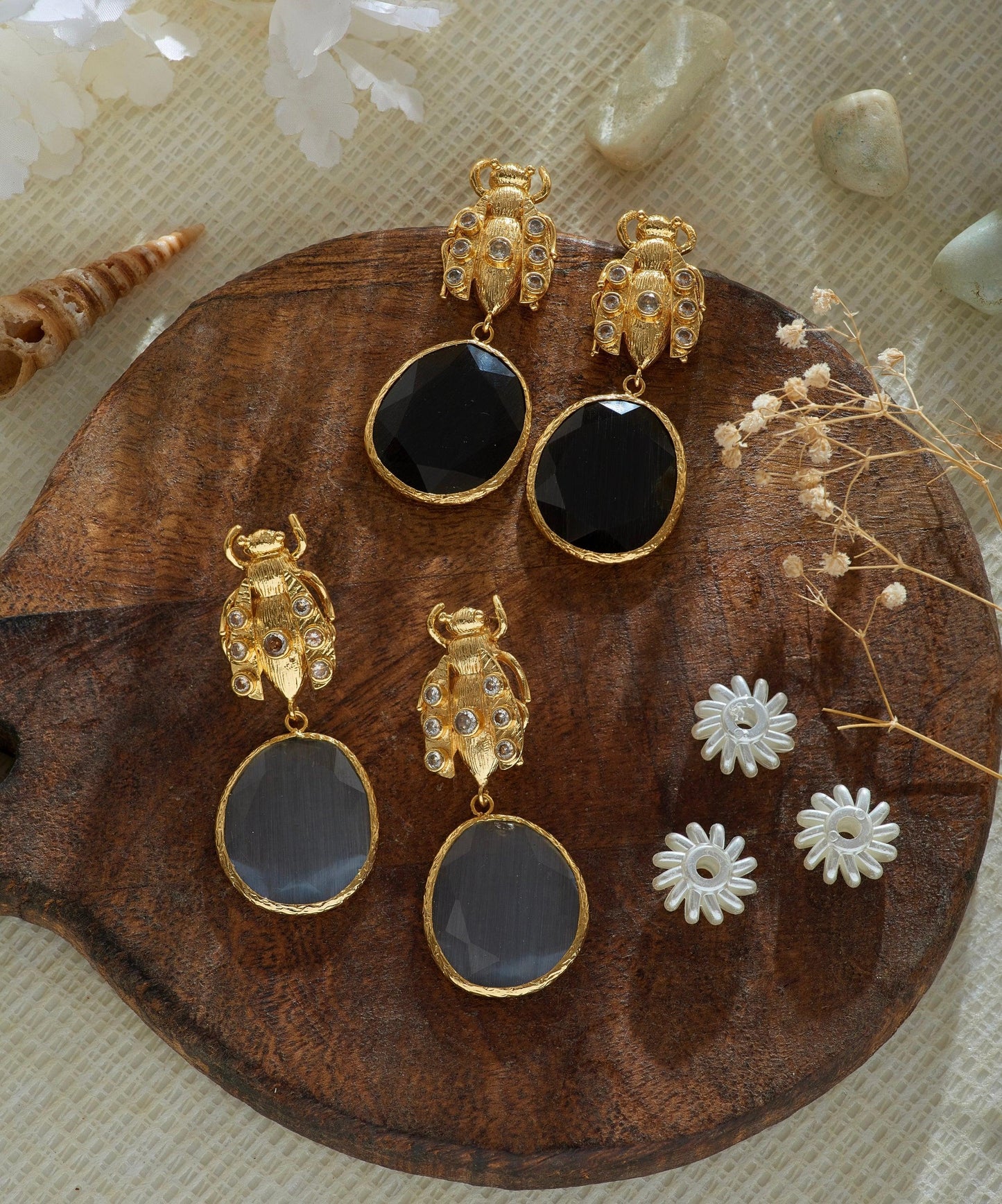 Scarab Bee Drop Earrings