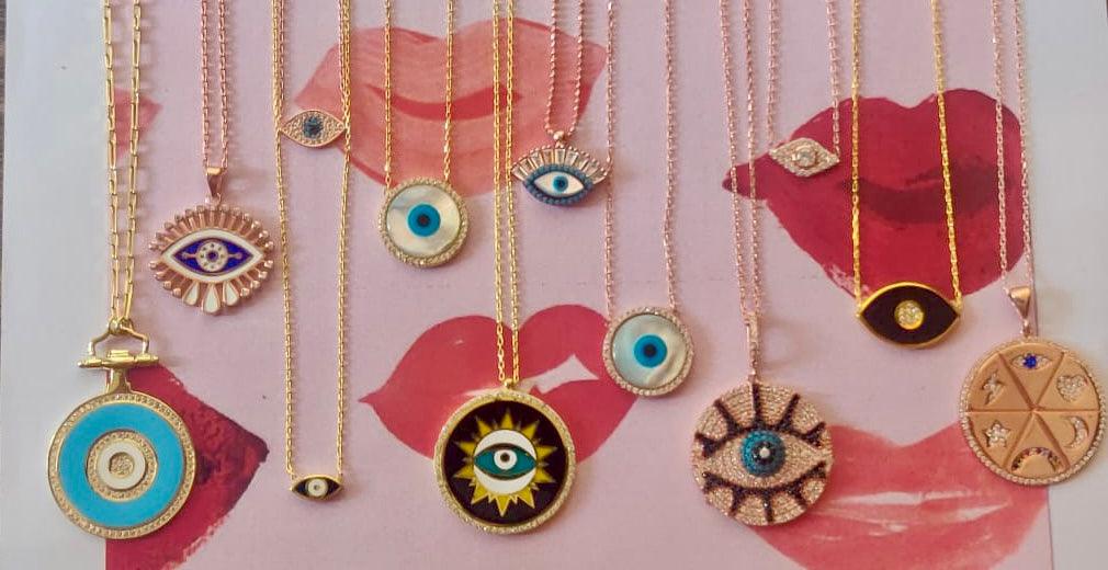 Evil Eye Mother of Pearl Disc Necklace