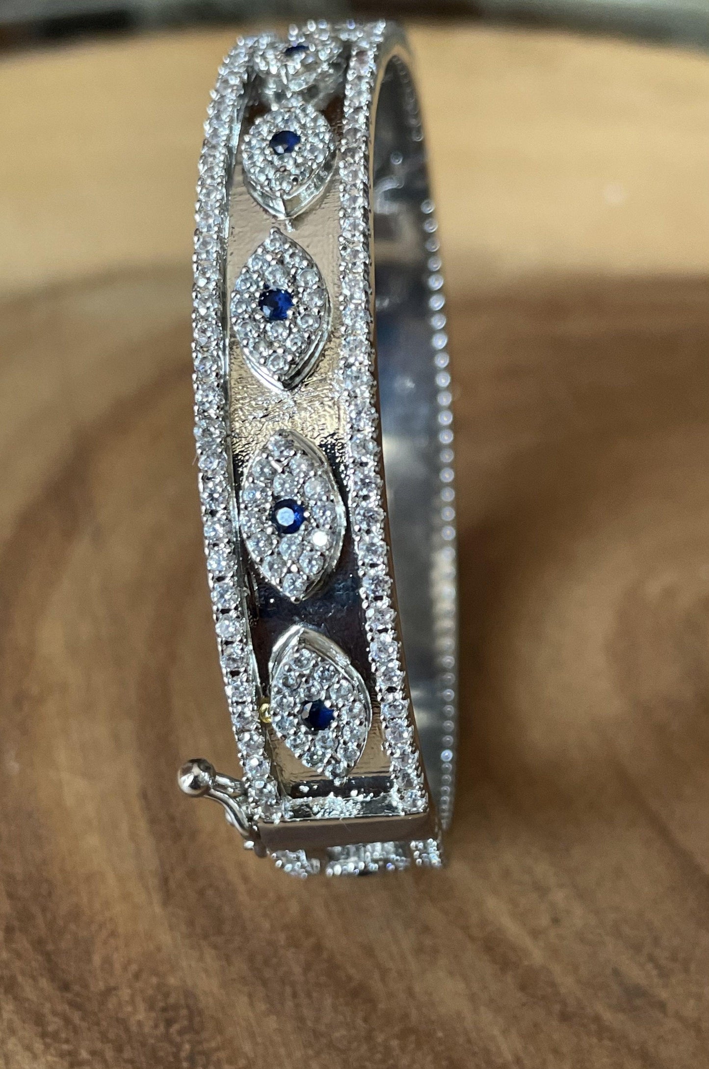Evil Eye Side Opening Bangle Bracelet