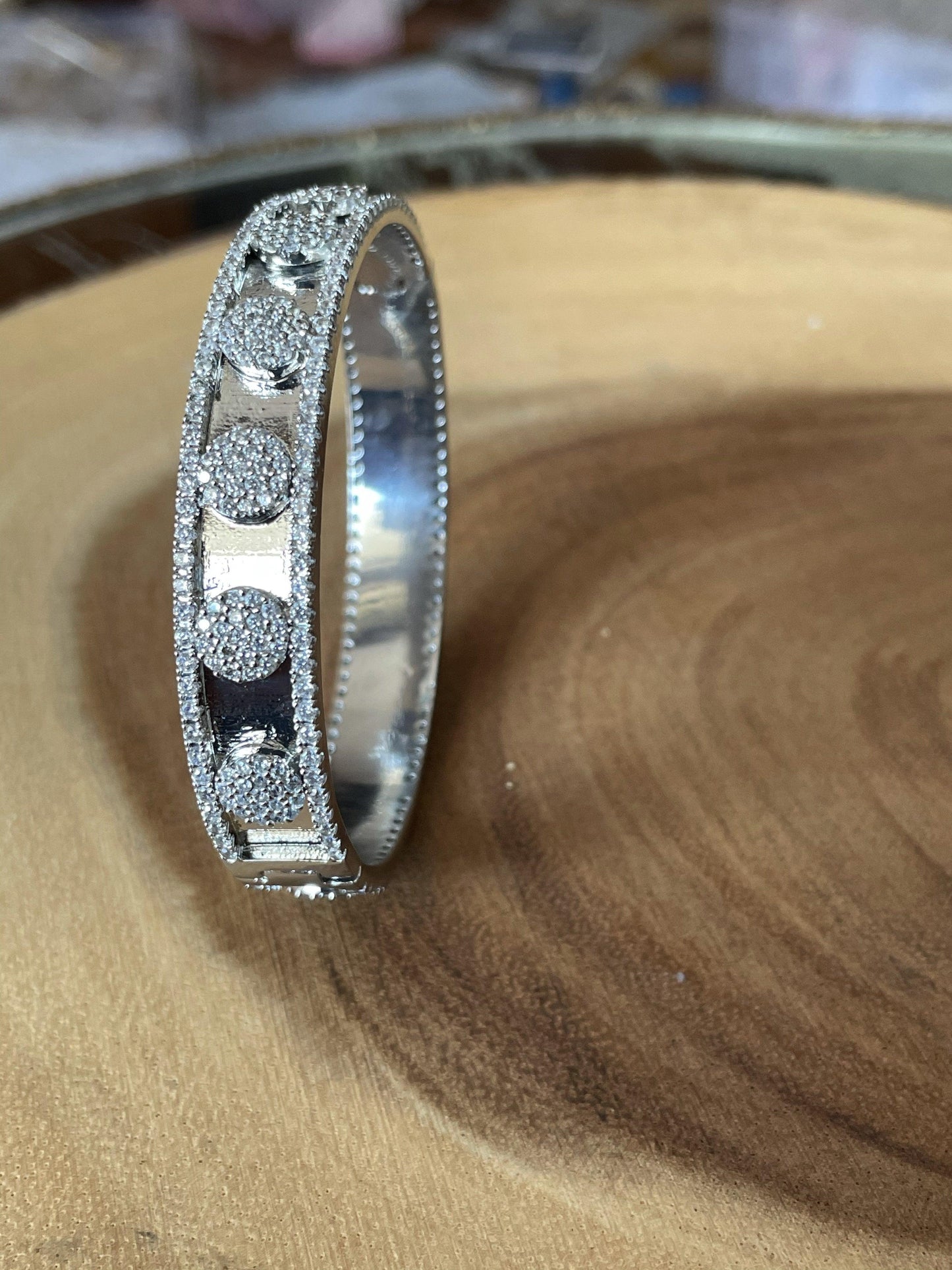 Circular Studded Side Opening Bangle Bracelet