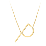 Sideway Big Initial 18k Gold Plated A-Z Pendant Necklace