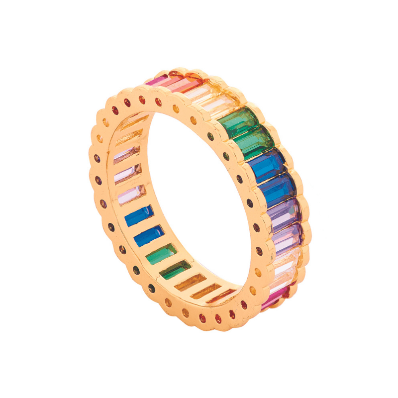 Rainbow Crystal Band Ring