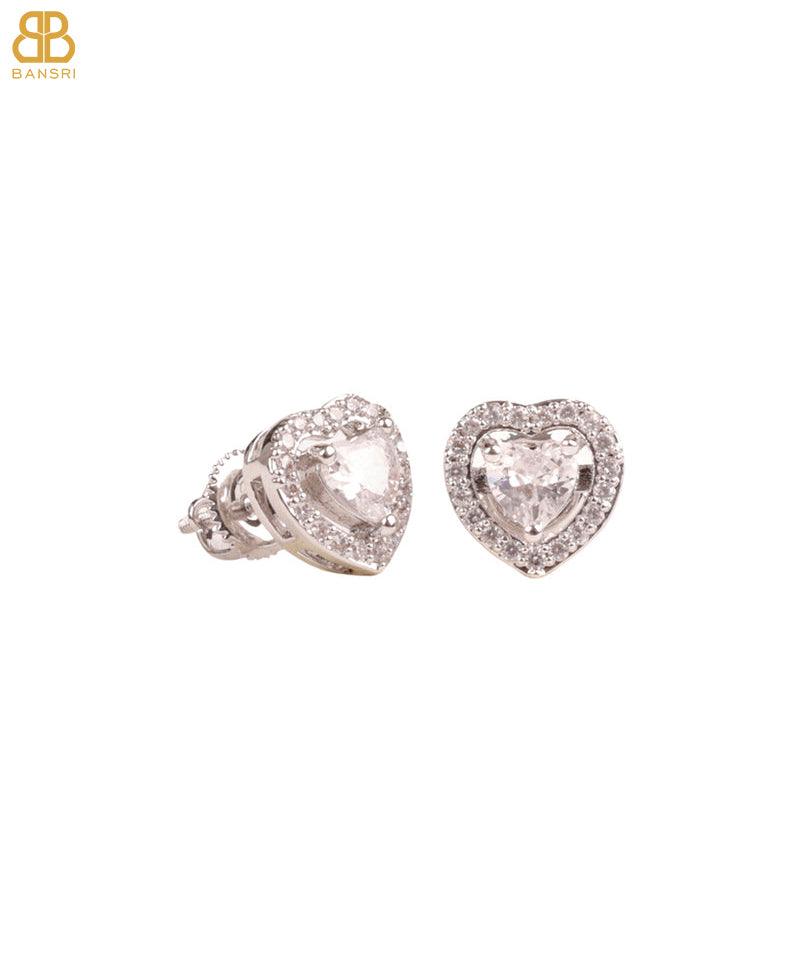 Heart Double Solitaire Flexi Bangle Bracelet & Stud Earrings Set