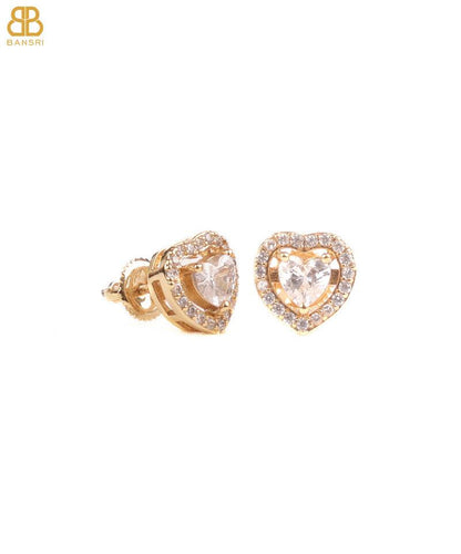 Heart Double Solitaire Flexi Bangle Bracelet & Stud Earrings Set