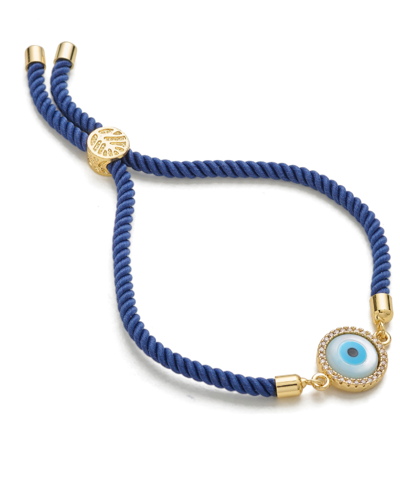 Evil Eye Disc Adjustable Cord Bracelet For Men