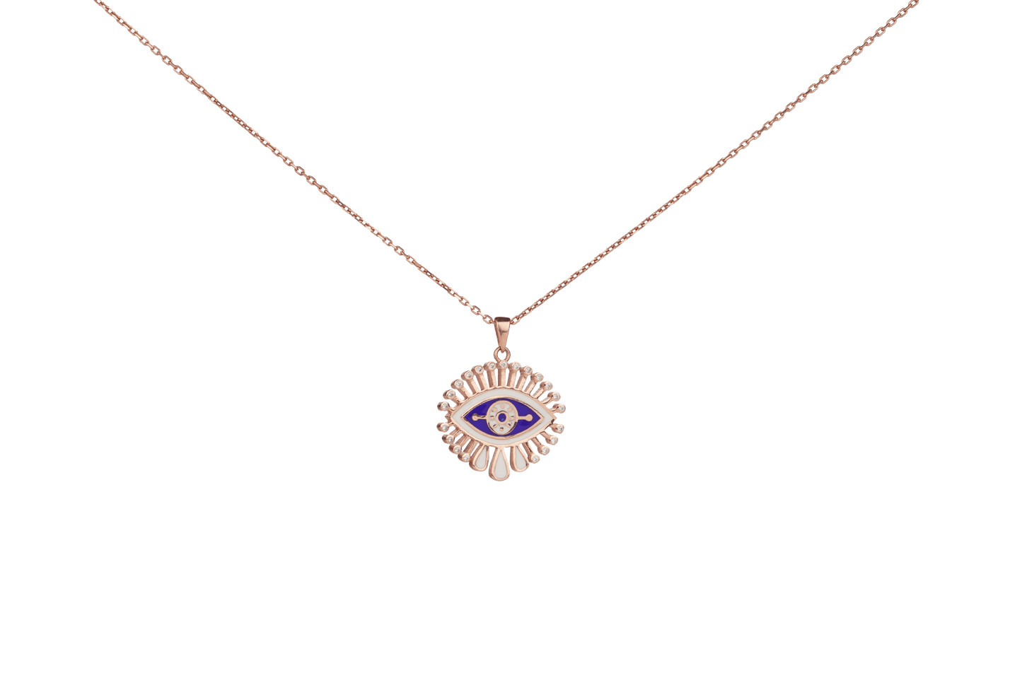 Enamel Carved Evil Eye Necklace