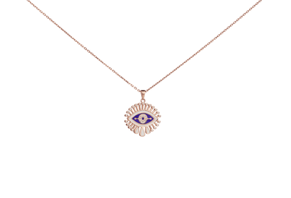 Enamel Carved Evil Eye Necklace