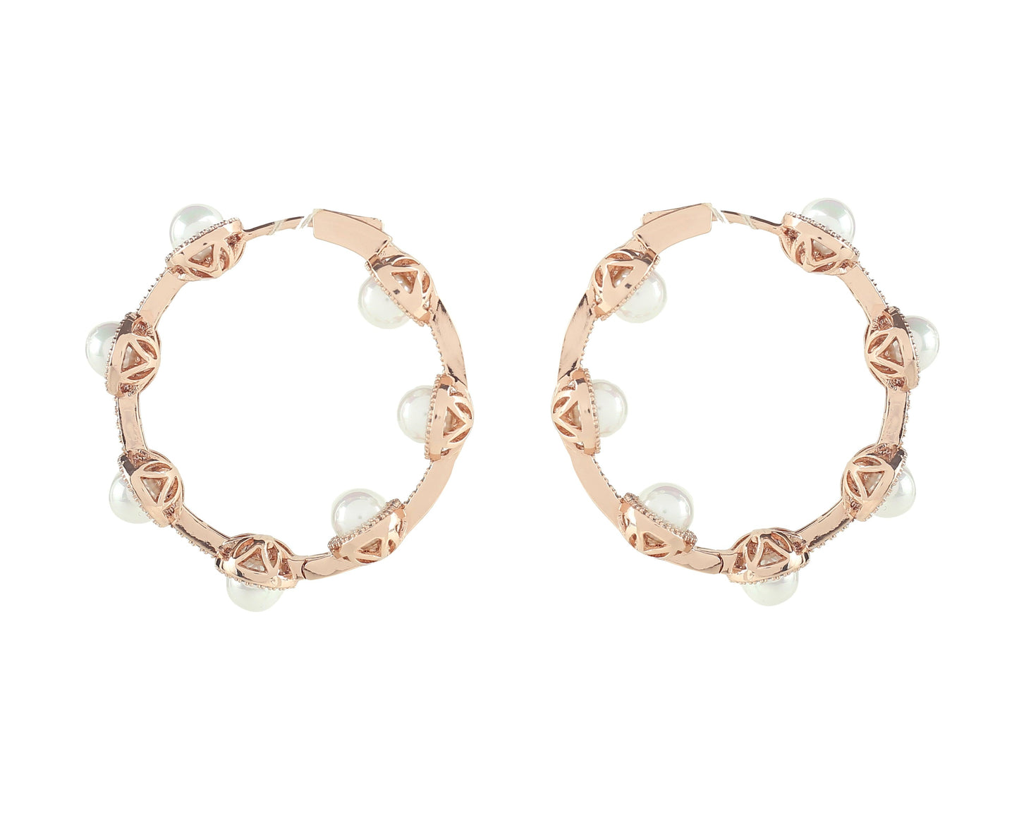 Pearl Hoop Earrings with Special Lock Clasp