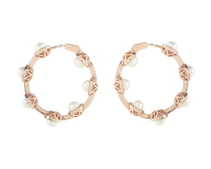 Pearl Hoop Earrings with Special Lock Clasp