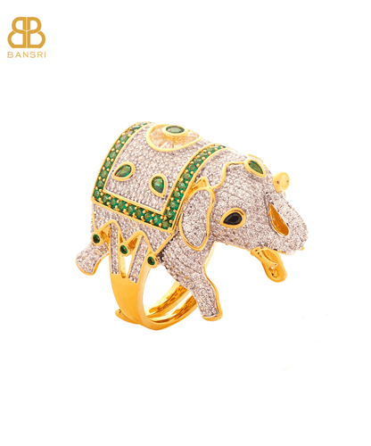 Festive Safari Elephant Statement Cocktail Ring