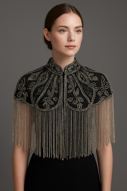 Anastelle Bejeweled Tassel Cape