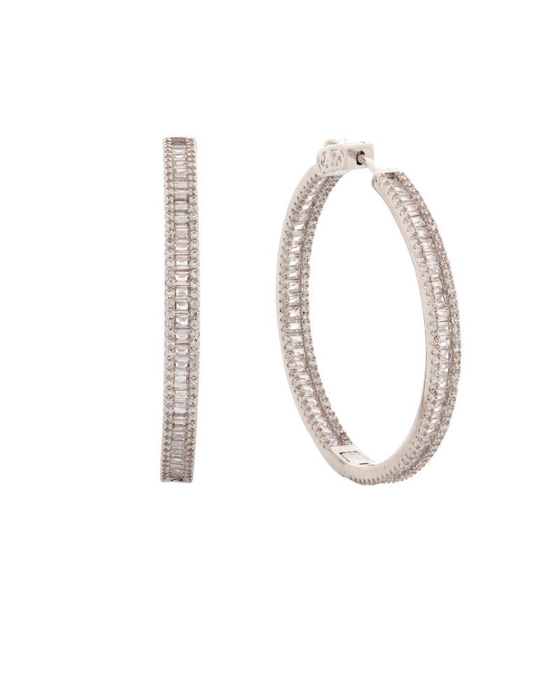 Uncut Baguette CZ Diamond Hoop Earring