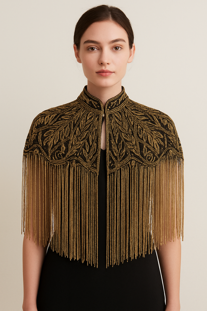 La Brea Bejeweled Tassel Cape