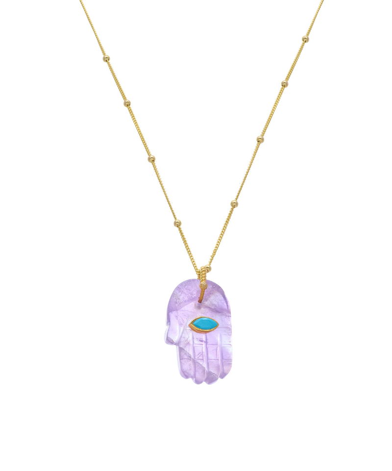 Natural Stone Hamsa Necklace